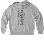Hand Drawn Knight, a Granite Grey Heather Allmade Organic French Terry Zip Up Hoodie (back-view)