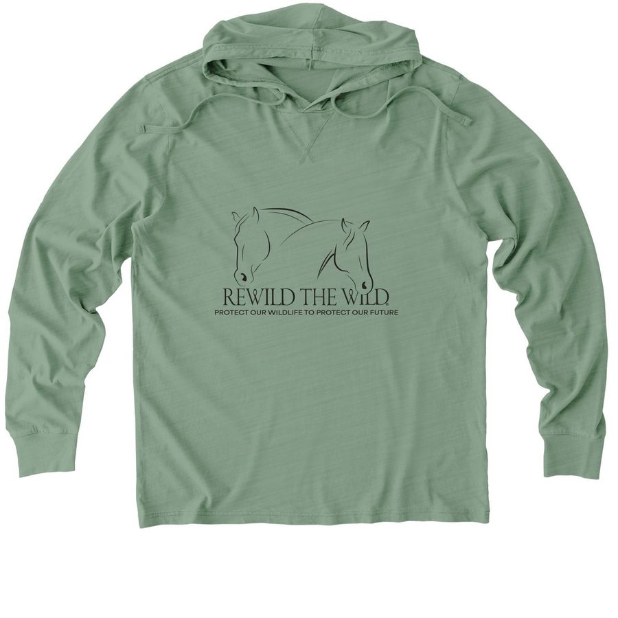 Wild Horses, a Lichen Green Allmade Organic Cotton Mineral Dye Hoodie Tee