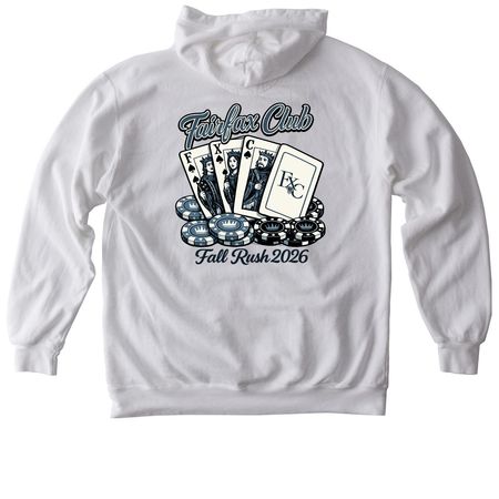 FALL 2026 RUSH SWEATSHIRTS, a White Comfort Colors Pullover Hoodie (back-view)