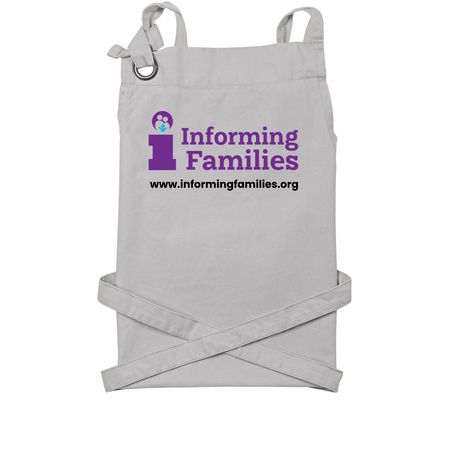 Informing Families Apron Logo, a Silver Cotton Canvas Pocket Apron