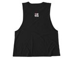 Not Flexible, a Deep Black Allmade Eco Triblend Women?s Muscle Tank (back-view)