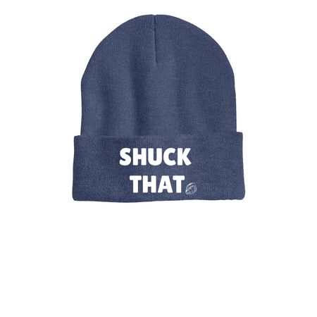 Shuck That Beanie, a Heather Navy Printed Cuffed Beanie