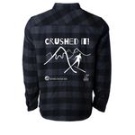 2026 Corduroy Crush SWAG, a Charcoal Heather/ Black Unisex Flannel Shirt (back-view)