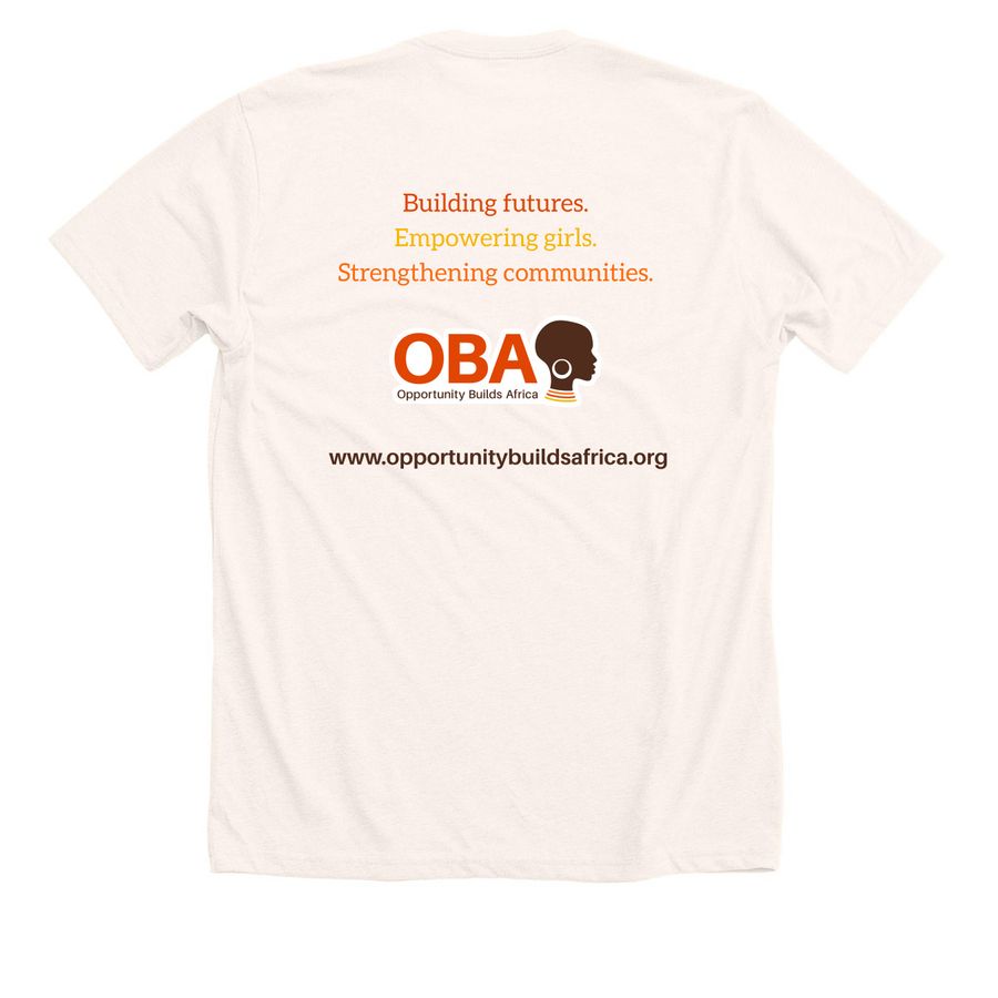 Opportunity Changes Everything, a Heather Natural Premium Unisex Tee (back-view)