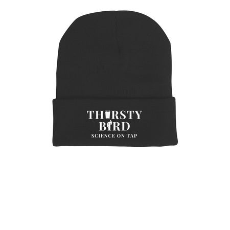 Thirsty Bird: Science on Tap Beanie, a Black Printed Cuffed Beanie