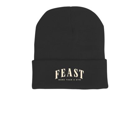 FEAST Beanie, a Black Printed Cuffed Beanie