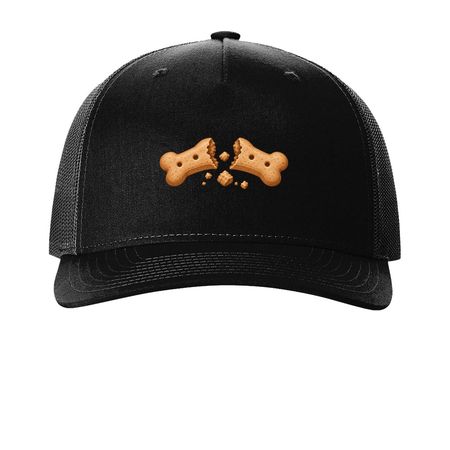 Broken Biscuit Hat, a Black Printed Five-Panel Trucker Cap