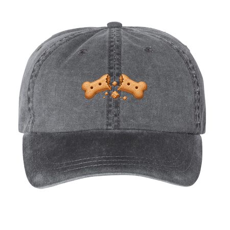 Broken Biscuit Hat, a Black Printed Pigment Dye Baseball Cap