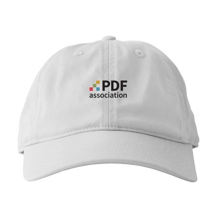 PDF Association cap (white), a White Printed Eco Baseball Cap