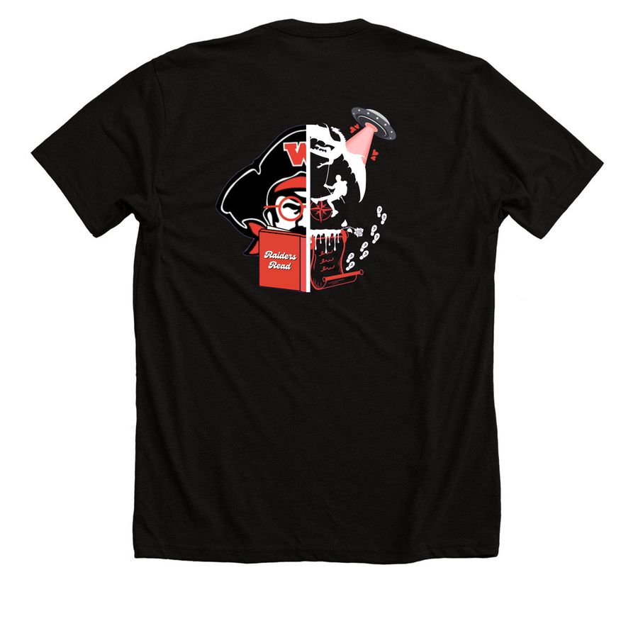 Genre Reader: BLACK, a Solid Black Blend Premium Unisex Tee (back-view)