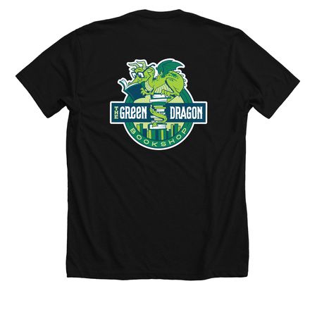 Book Dragon, a Solid Black Blend Premium Unisex Tee (back-view)