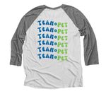 Team Pet, a Premium Heather and Heather White 3/4 Sleeve Baseball Tee (back-view)