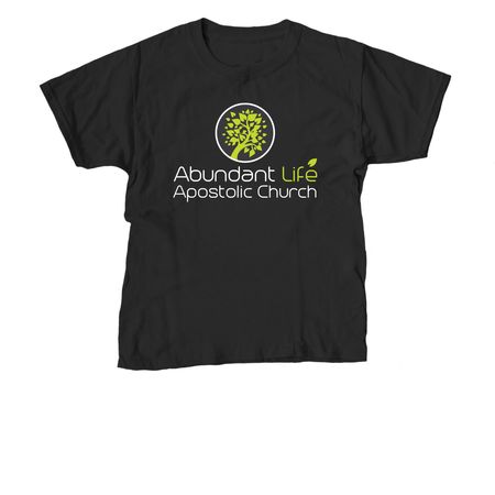 White & Green Large Logo, a Black Youth Unisex Tee