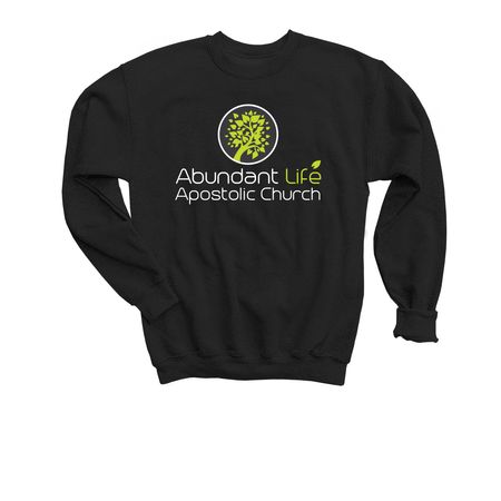 White & Green Large Logo, a Black Youth Crewneck Sweatshirt