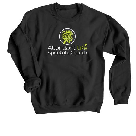 White & Green Large Logo, a Black Crewneck Sweatshirt