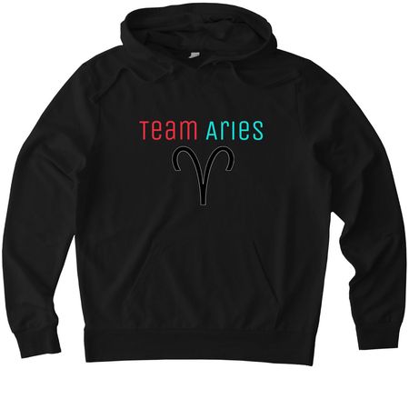 Team Aries, a Deep Black Allmade Organic French Terry Pullover Hoodie