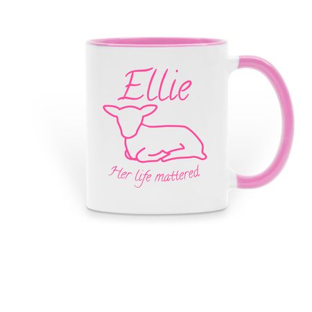 Honoring Ellie, a Pink Two-Tone Ceramic Mug