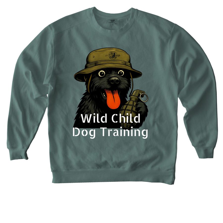 Buttons with Grenade, a Blue Spruce Comfort Colors Crewneck Sweatshirt