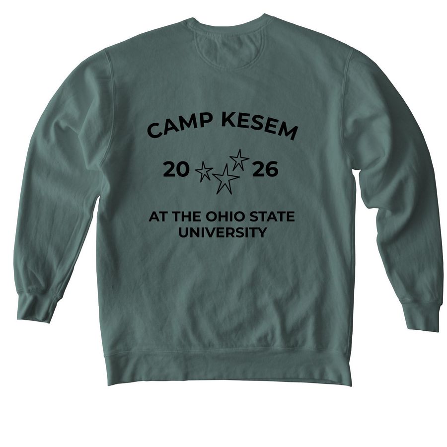ckOSU Anniversary Merch, a Blue Spruce Comfort Colors Crewneck Sweatshirt (back-view)