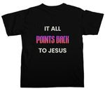 The Point Back, a Black Comfort Colors Unisex Tee (back-view)
