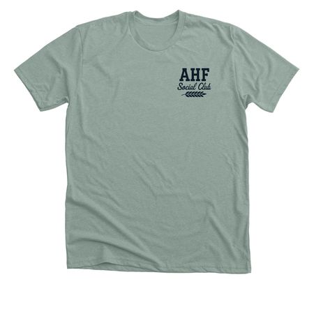 AHF Social Club Front & Back Tee&nbsp;, a Heather Sage Premium Unisex Tee