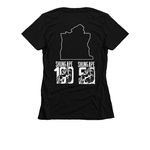 The Berm (Skunk Ape 100/50), a Black Women's Slim Fit Tee (back-view)