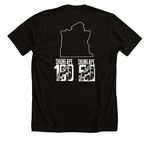 The Berm (Skunk Ape 100/50), a Solid Black Blend Premium Unisex Tee (back-view)