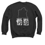 The Berm (Skunk Ape 100/50), a Black Crewneck Sweatshirt (back-view)
