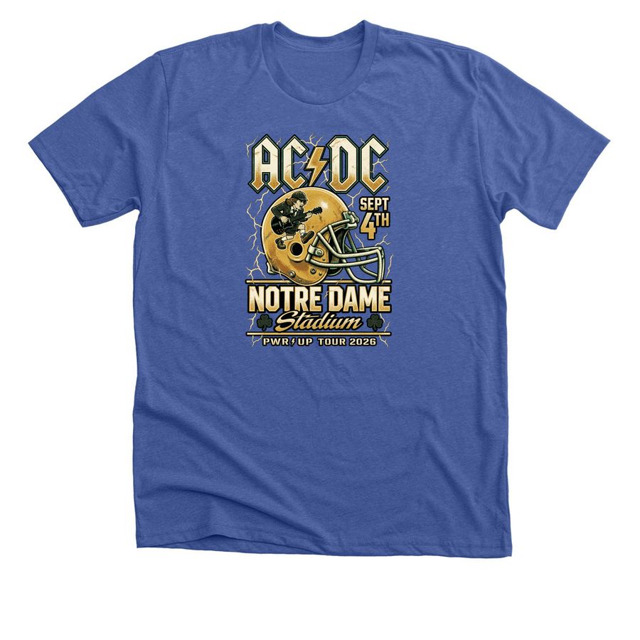 ACDC Notre Dame Power Up Tour 2026 Merch, a Solid True Royal Premium Unisex Tee