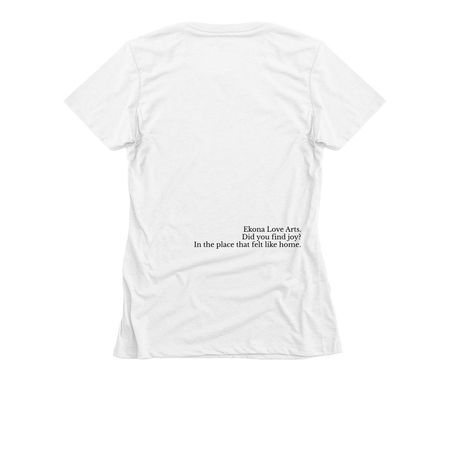 Did you find joy? Apparel, a White Women's Slim Fit Tee (back-view)