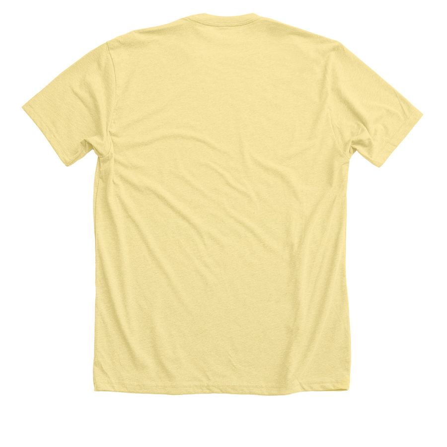 Very Good Dogs, a Heather Yellow Gold Premium Unisex Tee (back-view)