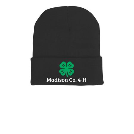 4-H Beanie, a Black Printed Cuffed Beanie