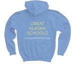 I <3 AK Public Schools, a Carolina Blue Youth Pullover Hoodie (back-view)