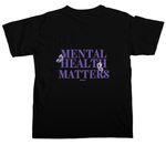 Mental Health Matters, a Black Comfort Colors Unisex Tee (back-view)