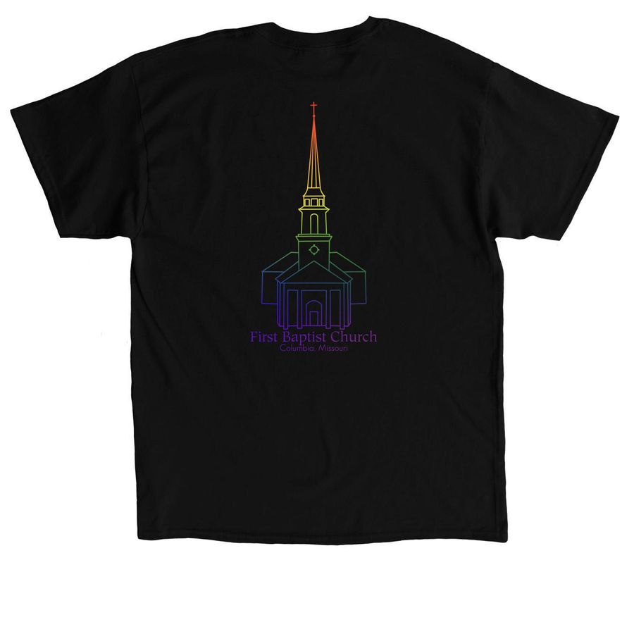 Rainbow Spire, a Black Classic Unisex Tee (back-view)