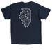 UIUC-White Logo, a Navy Classic Unisex Tee (back-view)
