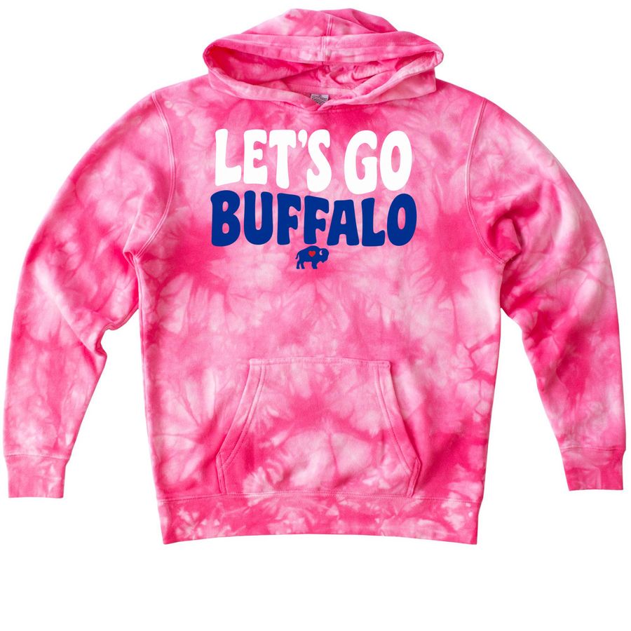 Let's Go Buffalo Tie Dye Long Sleeve, a Pink Youth Tie Dye Pullover Hoodie