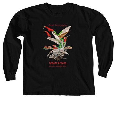Anna's Hummingbird Sedona, a Black Comfort Colors Long Sleeve Tee