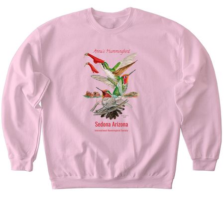 Anna's Hummingbird Sedona, a Light Pink Softstyle Crewneck Sweatshirt