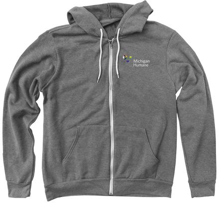 Michigan Humane x Ruth Ellis, a Deep Heather Zip Up Hoodie