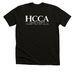 HCCA White Logo, a Black Heather Premium Unisex Tee