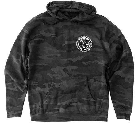 Ruck Life - Chest Logo + NOHA, a Black Camo Heavyweight Camo Pullover Hoodie