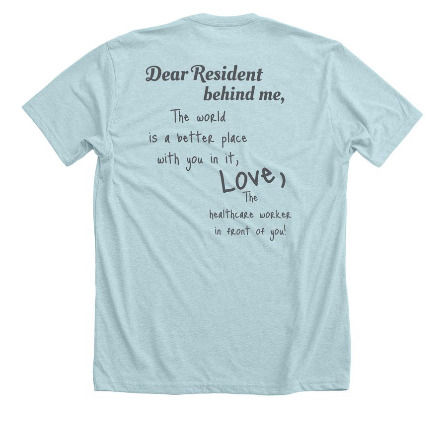 The loft-Canton, a Heather Ice Blue Premium Unisex Tee (back-view)