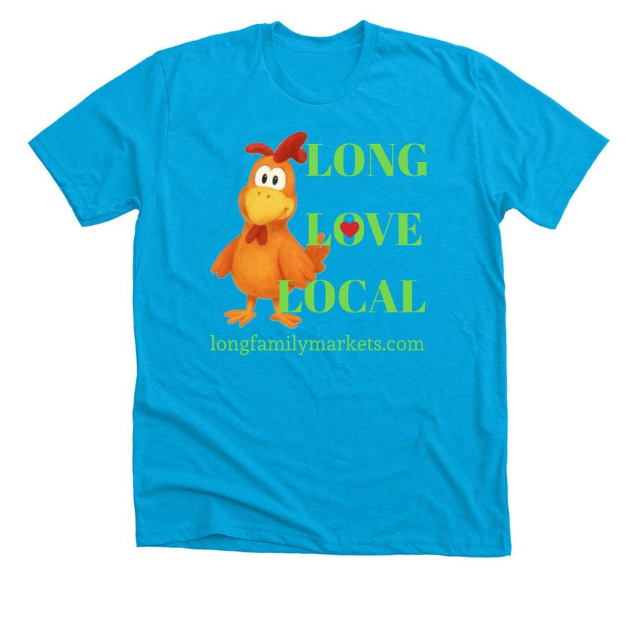 Long Love Local, a Neon Blue Premium Unisex Tee