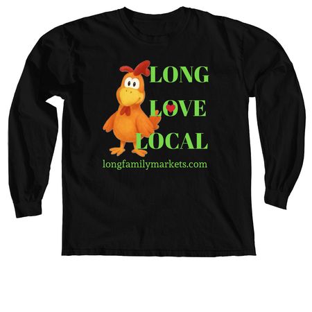 Long Love Local, a Black Comfort Colors Long Sleeve Tee