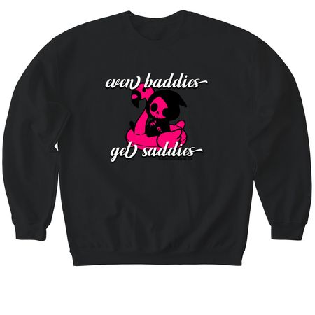 Even Baddies Get Saddies Floaty, a Black Softstyle Crewneck Sweatshirt