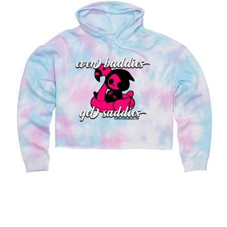Even Baddies Get Saddies Floaty, a Cotton Candy Women?s Tie Dye Cropped Hoodie