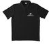 White logo, a Black Unisex Performance Polo