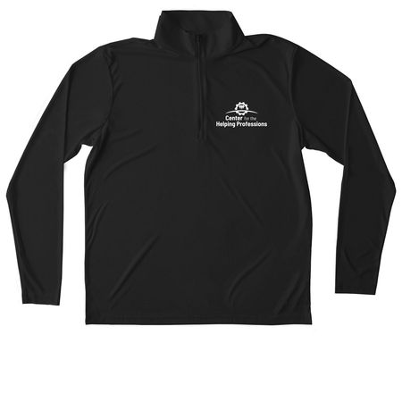 White logo, a Black Unisex Performance Quarter Zip Pullover