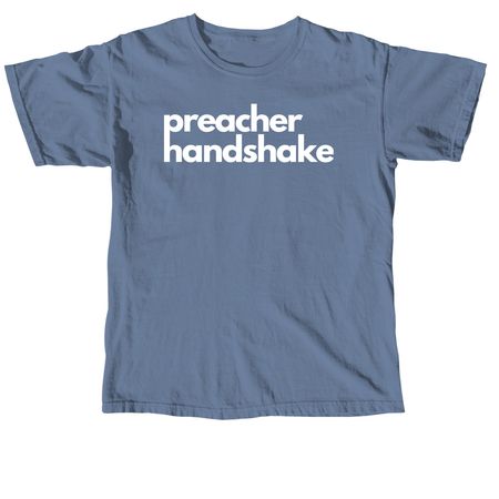 Preacher Handshake Logo, a Blue Jean Comfort Colors Unisex Tee